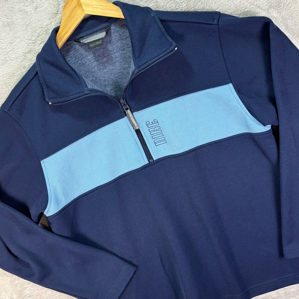 Nike Men's Small Quarter Zip‎ Pullover Navy Blue Colorblock Athletic Sweatshirt
